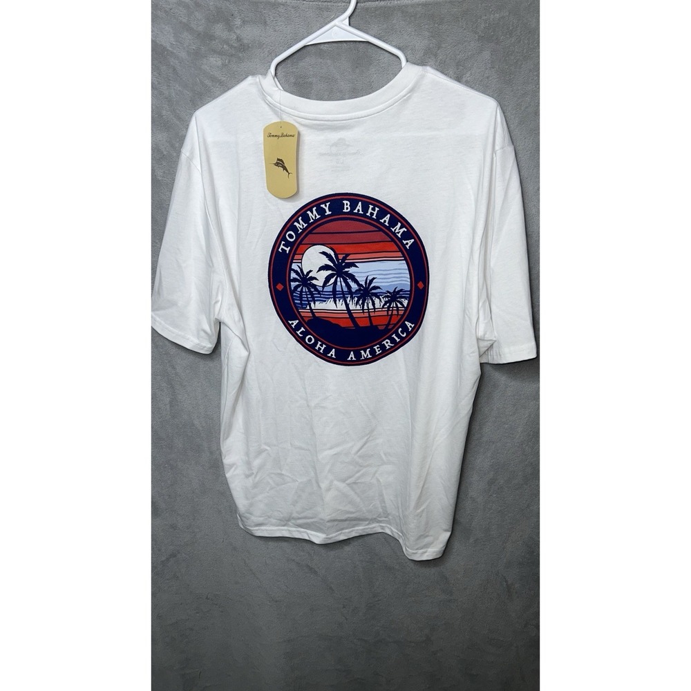 NWT Tommy Bahama Tee Shirt Men's White "Tommy Bahama Aloha America" Size L